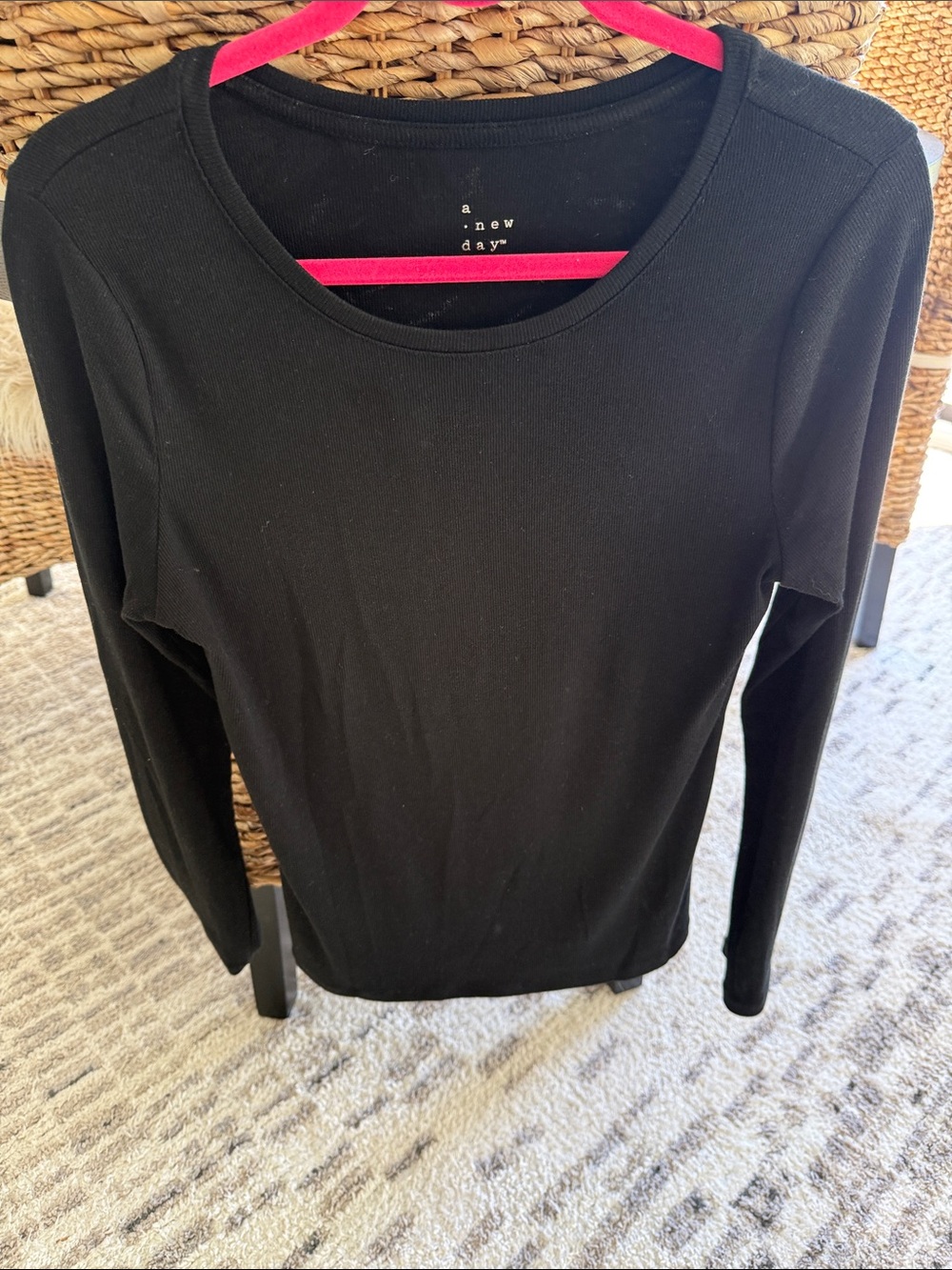 a new day Black Long Sleeve Scoop Neck Tee